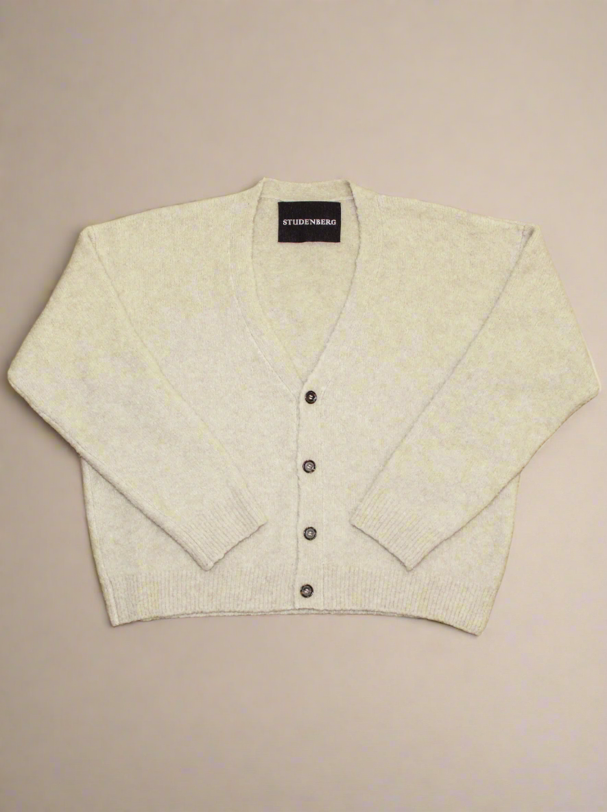 Slub Bouclé Cashmere Cardigan in Beige