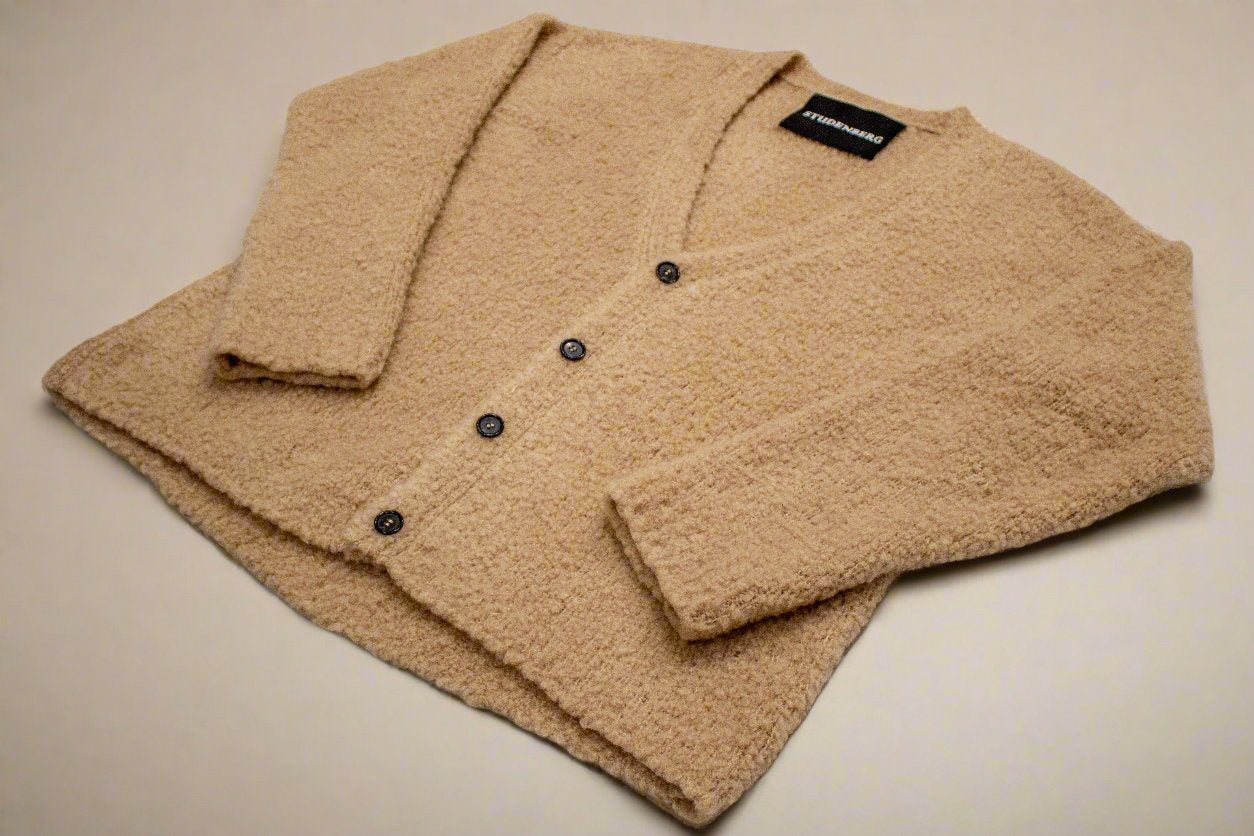 Slub Bouclé Camel Cardigan