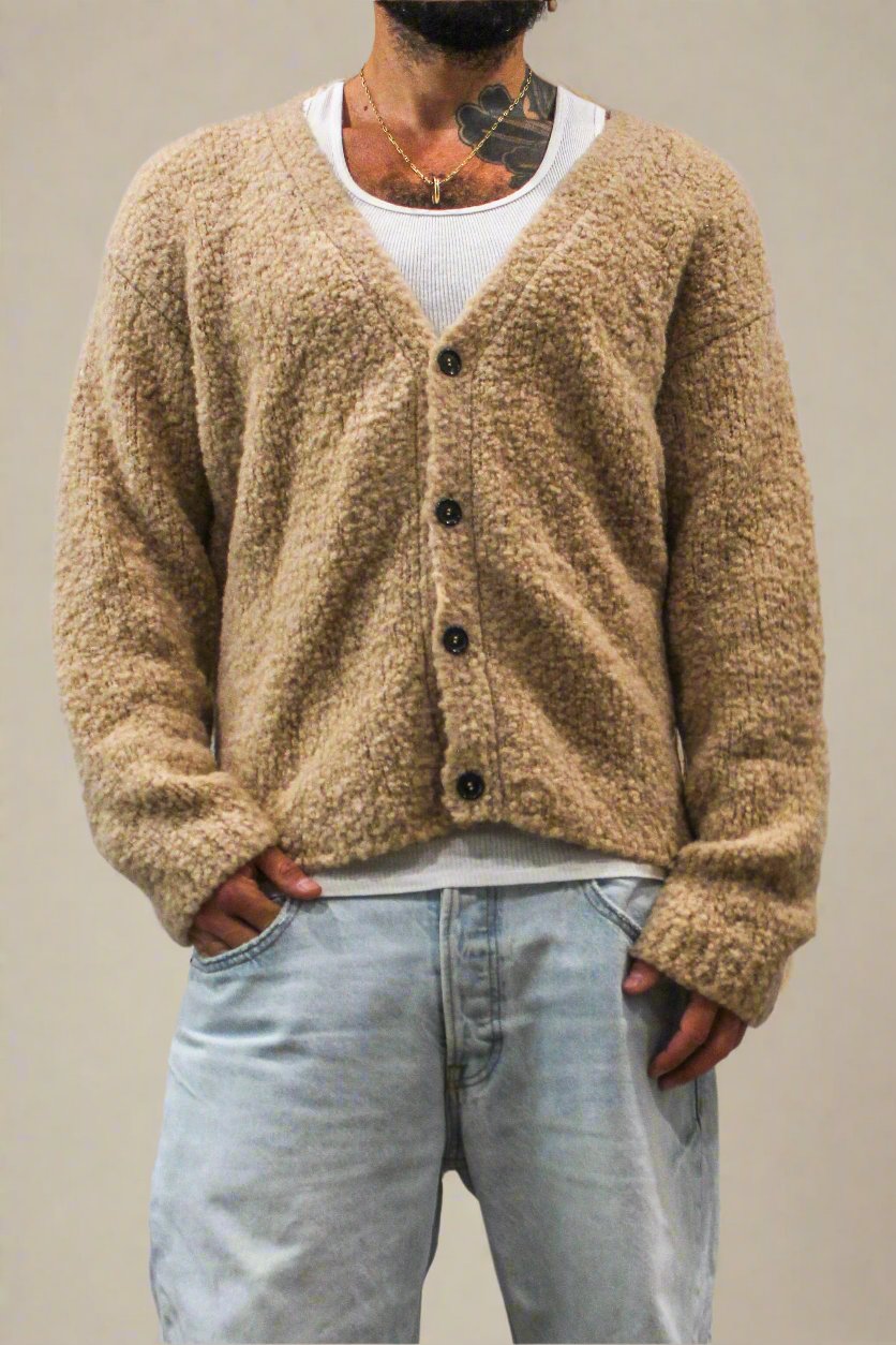 Slub Bouclé Camel Cardigan