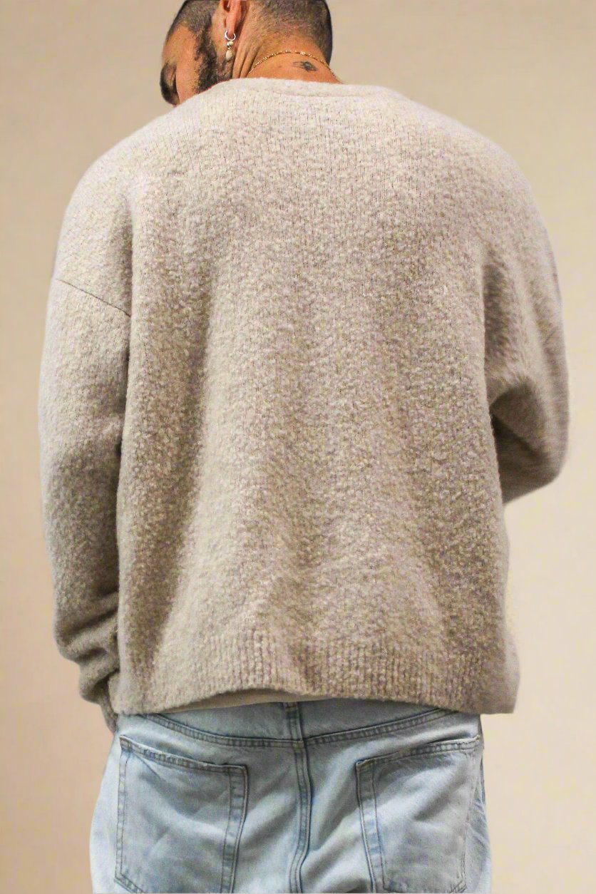 Slub Bouclé Cashmere Cardigan in Beige