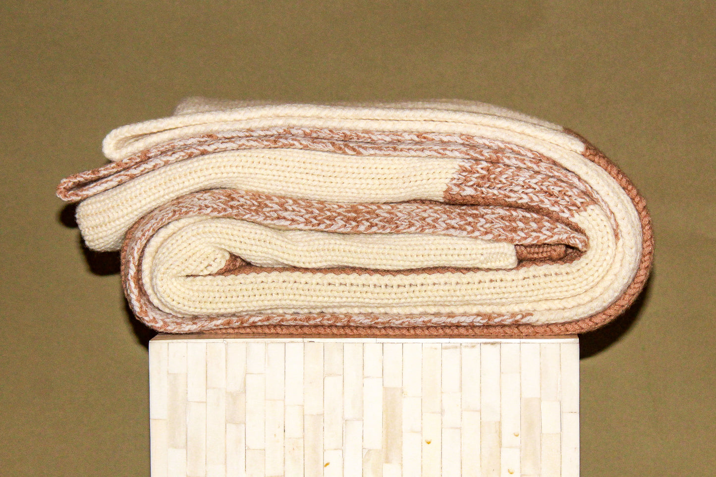Nomad Cashmere Blanket in Cream/Camel