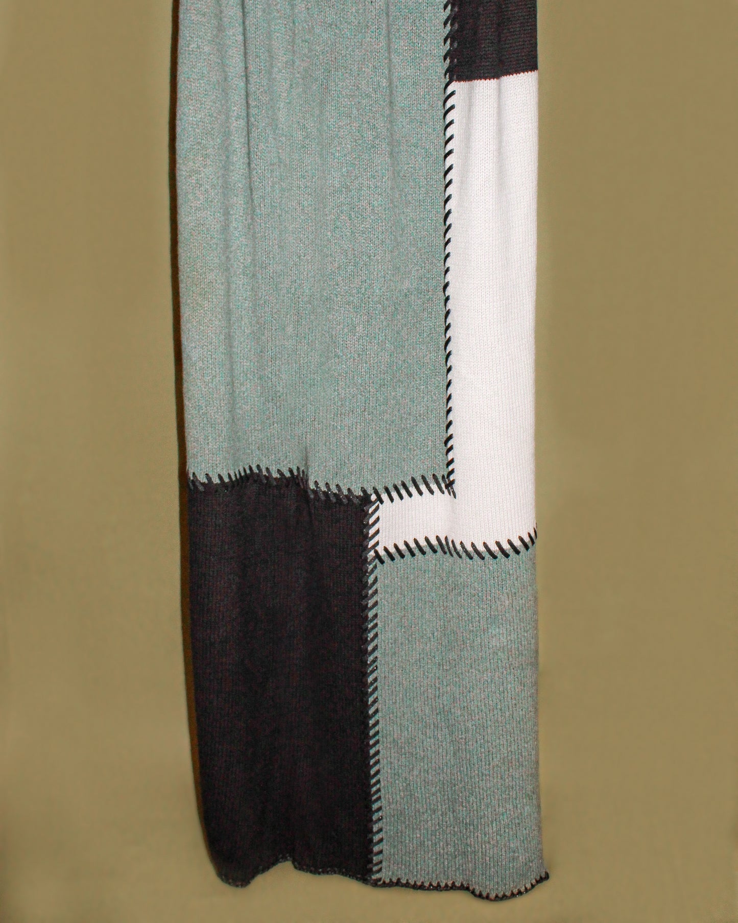 Nomad Cashmere Blanket in Teal/Ivory/Black